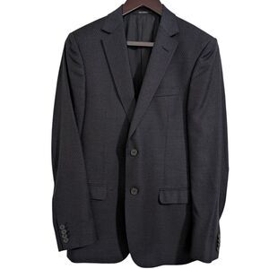 Z Zegna Mens Dark Navy/Black Micro-Pattern Wool Suit Jacket Blazer EU 46R Drop 8